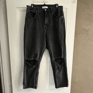 Black Abercrombie Curve Love Ankle Straight Ultra High Rise Jeans